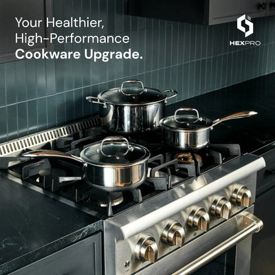 HexPro 13-Piece Stainless Steel Hybrid Cookware Set
