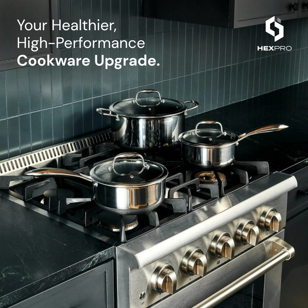 HexPro 13-Piece Stainless Steel Hybrid Cookware Set