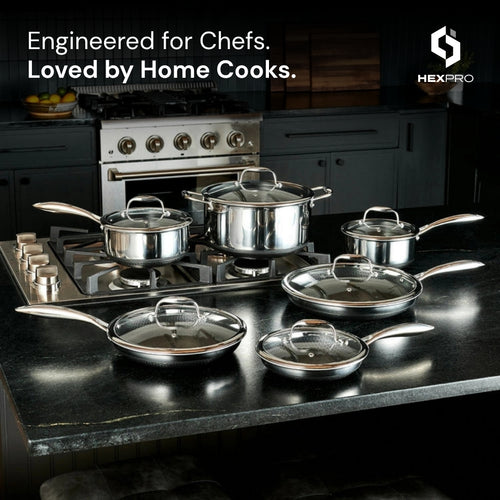 HexPro 13-Piece Stainless Steel Hybrid Cookware Set