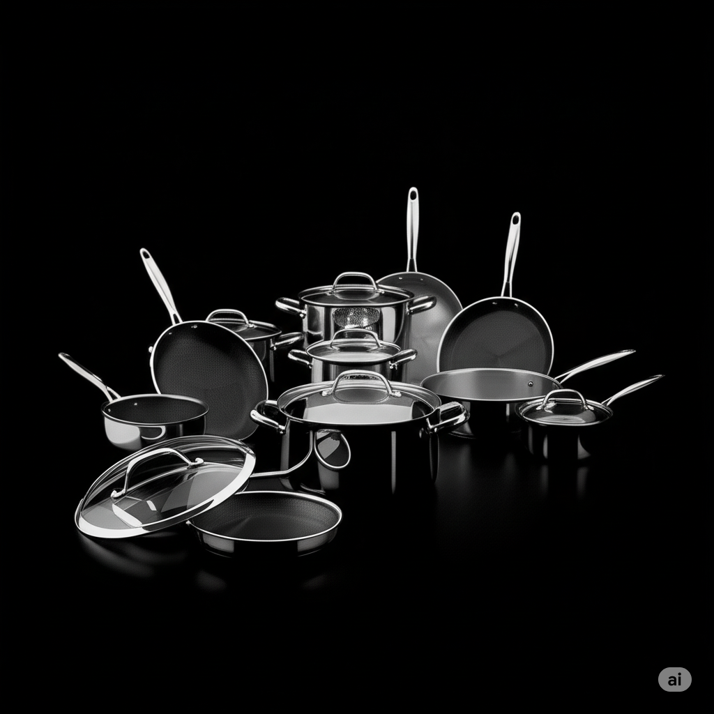 HexPro 13-Piece Stainless Steel Hybrid Cookware Set