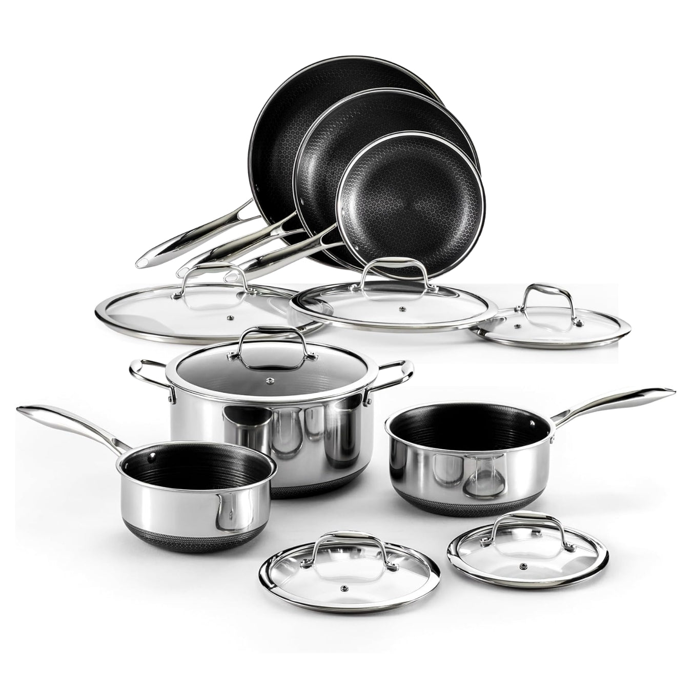 HexPro 13-Piece Stainless Steel Hybrid Cookware Set