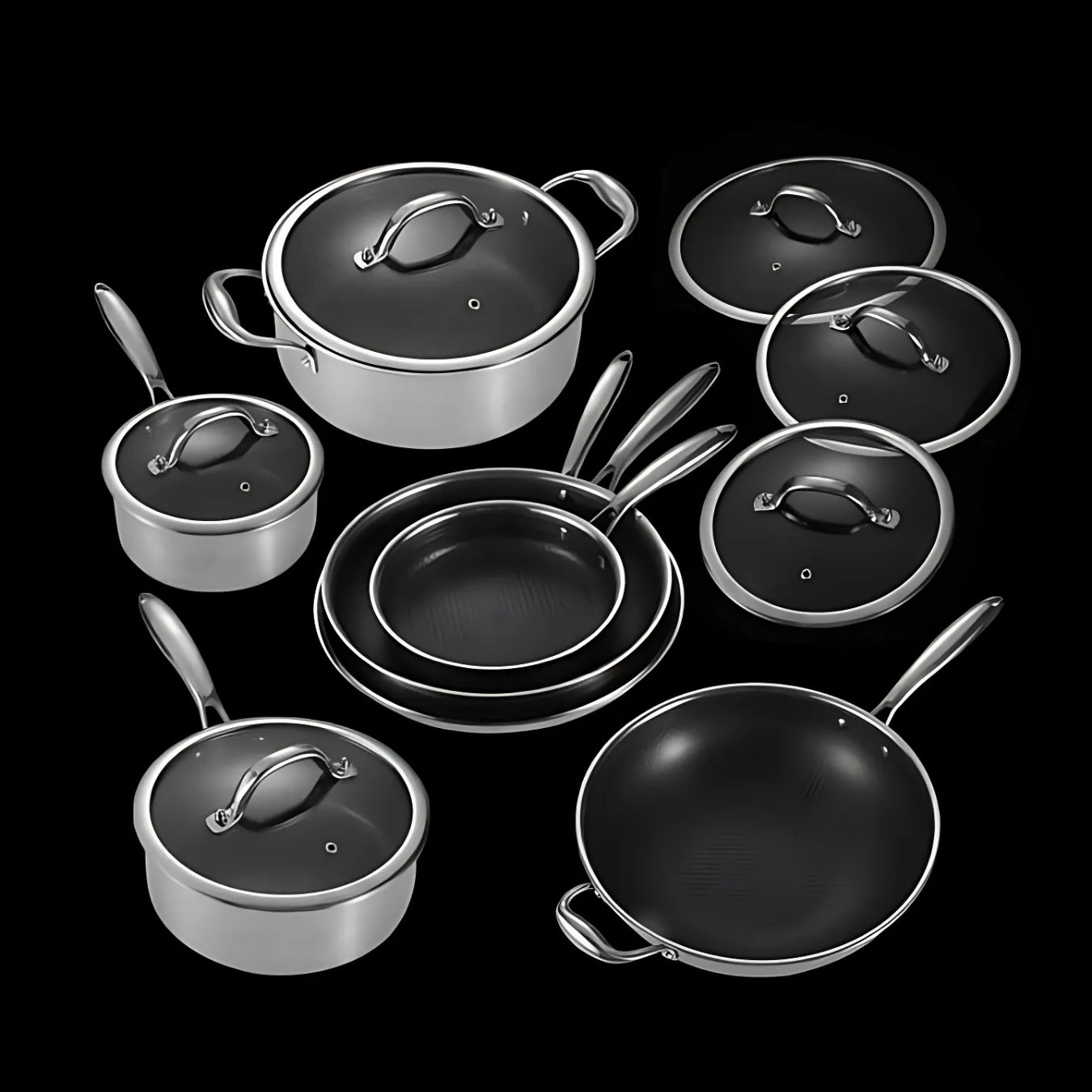 HexPro 13-Piece Stainless Steel Hybrid Cookware Set